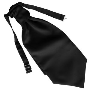 Satin Black Ruche Cravat