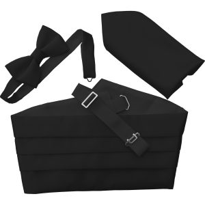 Satin Black Italian Satin Wedding Cummerbund and Bow Tie Set