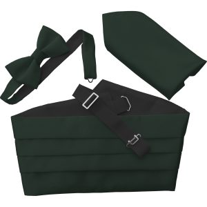 Satin Bottle Green Italian Satin Wedding Cummerbund and Bow Tie Set