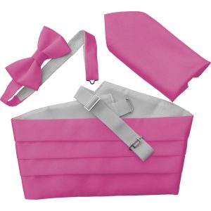 Satin Cerise Italian Satin Wedding Cummerbund and Bow Tie Set