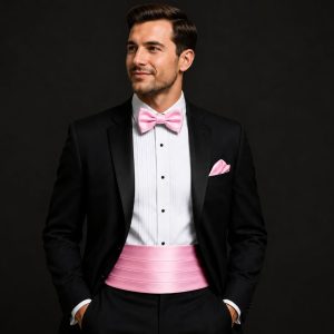Satin Baby Pink Italian Satin Wedding Cummerbund and Bow Tie Set