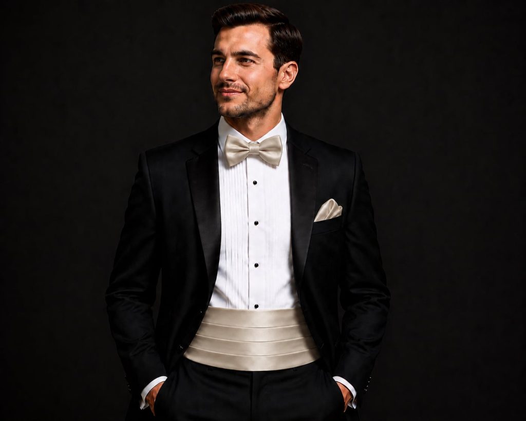 Satin Champagne Italian Satin Wedding Cummerbund and Bow Tie Set
