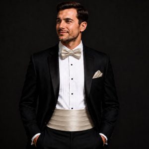 Satin Champagne Italian Satin Wedding Cummerbund and Bow Tie Set