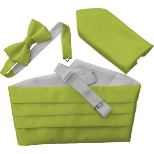 Satin Lime Italian Satin Wedding Cummerbund and Bow Tie Set