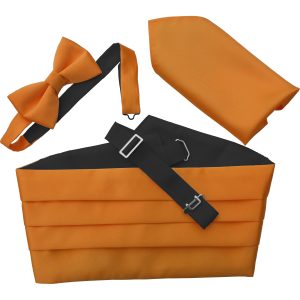 Satin Orange Italian Satin Wedding Cummerbund and Bow Tie Set