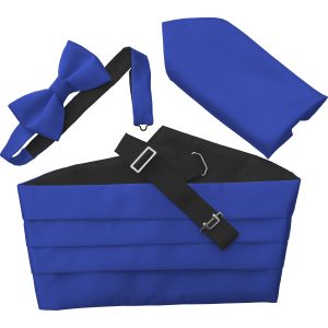 Satin Royal Blue Italian Satin Wedding Cummerbund and Bow Tie Set