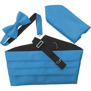 Satin Turquoise Italian Satin Wedding Cummerbund and Bow Tie Set