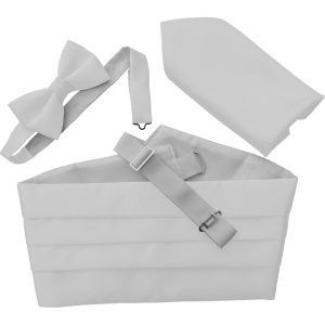 Satin White Italian Satin Wedding Cummerbund and Bow Tie Set