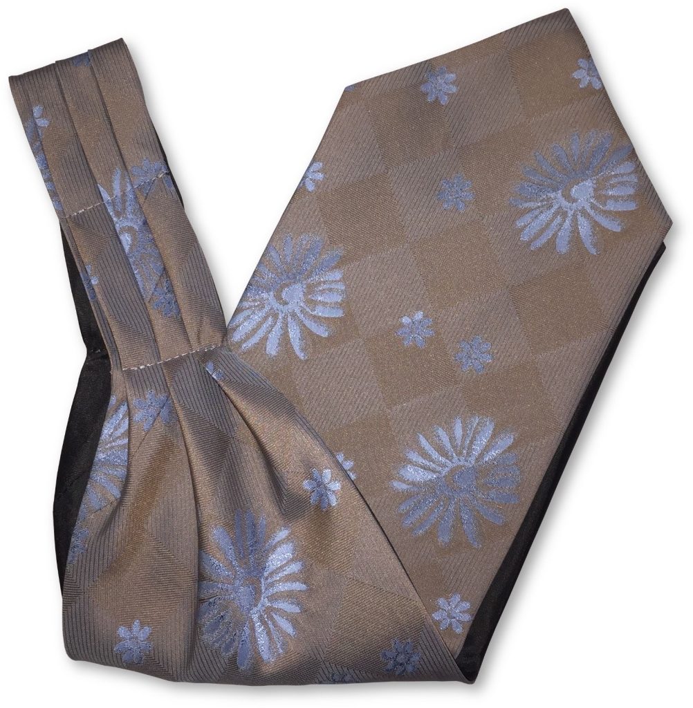 Grey with Large Light Blue Flowers Floral Design Ascot Cravat