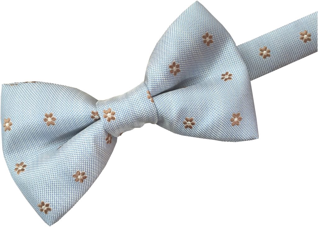 Baby Blue with Small Bronze Flowers Floral Design (Ready Tied) Bow Tie