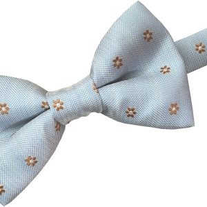 Baby Blue with Small Bronze Flowers Floral Design (Ready Tied) Bow Tie