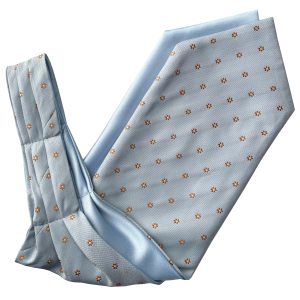 Baby Blue with Small Bronze Flowers Floral Design Ascot Cravat
