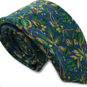 Royal Blue with Green and Yellow Floral Pattern Skinny Tie