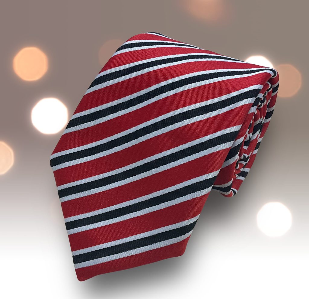 Narrow Stripe Red, Black and White Mens Tie